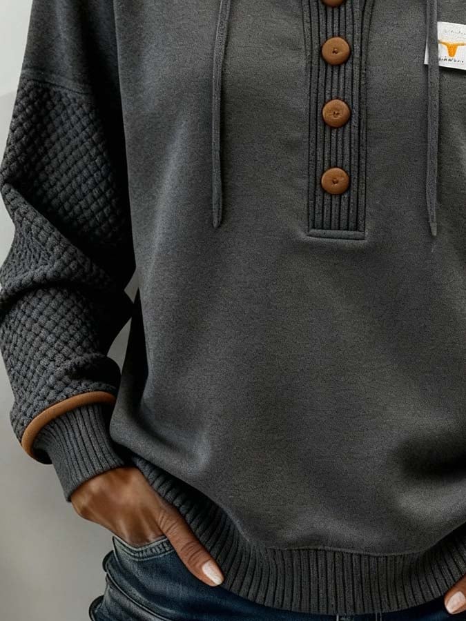 Women'S Casual Color-Blocked Pullover Sweatshirt