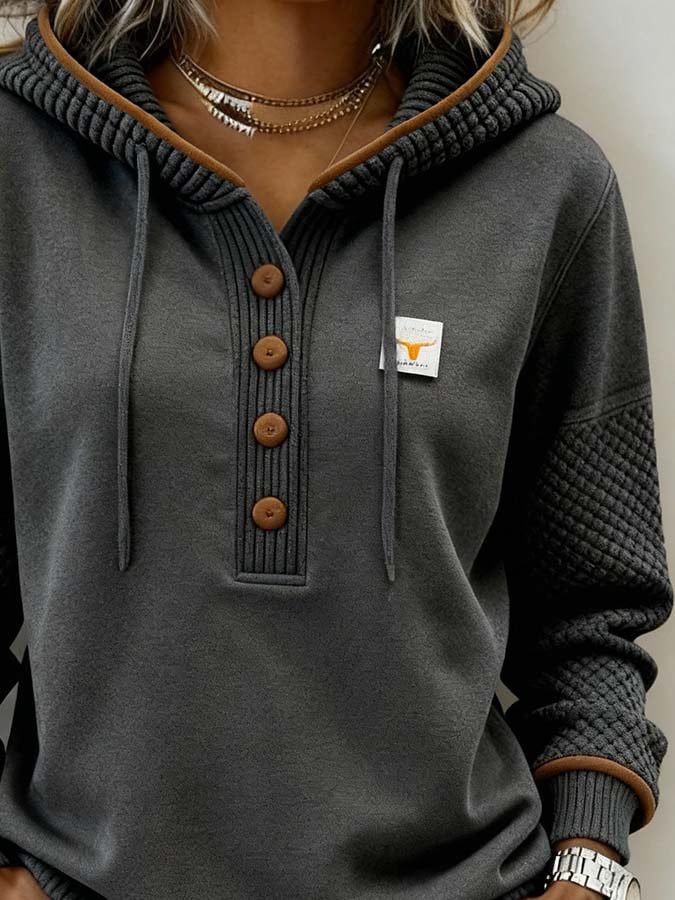 Women'S Casual Color-Blocked Pullover Sweatshirt