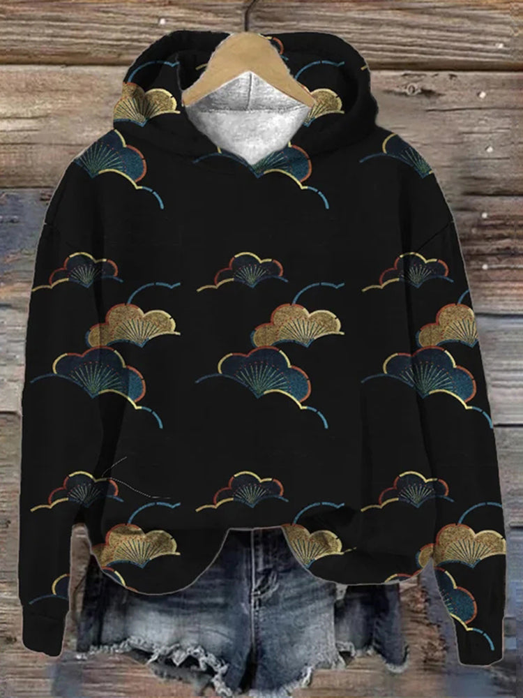 Women's Auspicious Clouds Embroidery Art Pattern Printed Hoodie