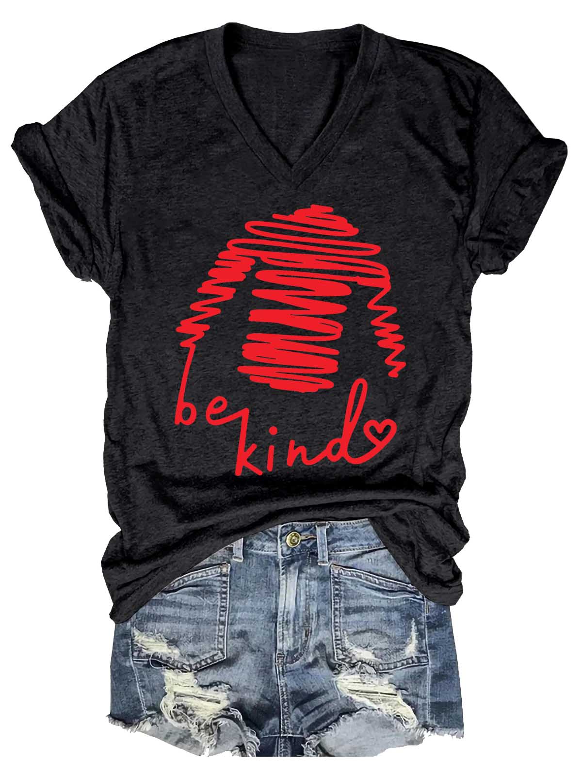 Be Kind V-neck Casual T-shirt