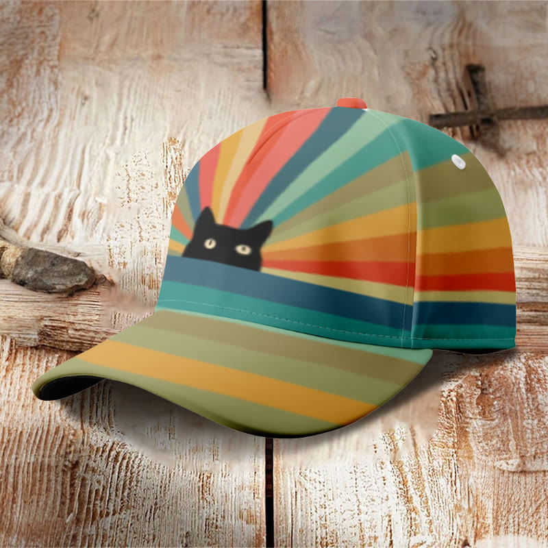 Dashingsoul Rainbow Cat Print Cap