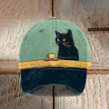 Dashingsoul Chilling Coffee Cat Print Cap