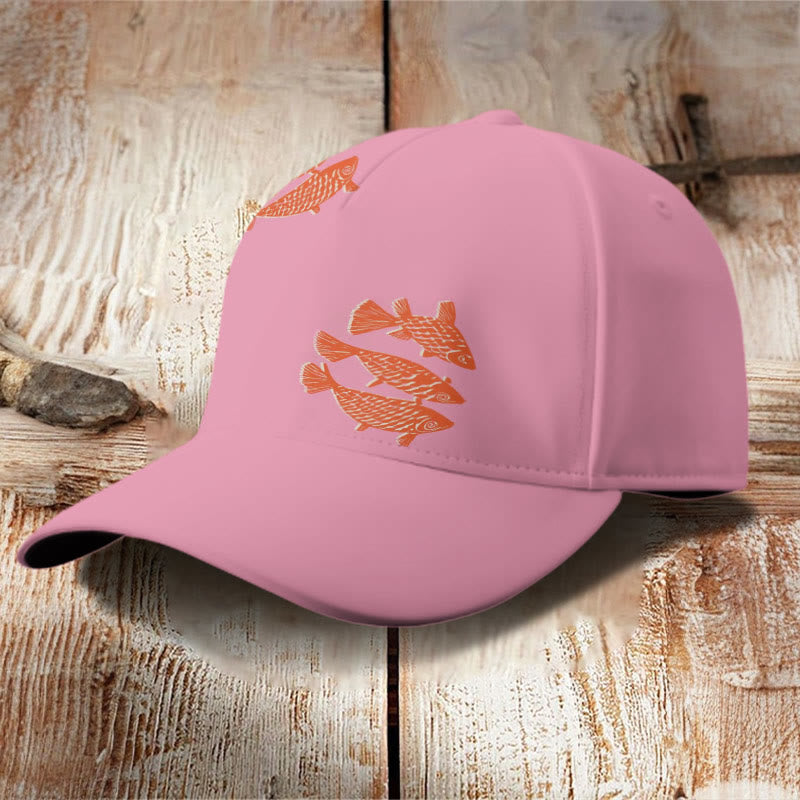 Dashingsoul Lucky Red Koi Fish Art Print Casual Cap