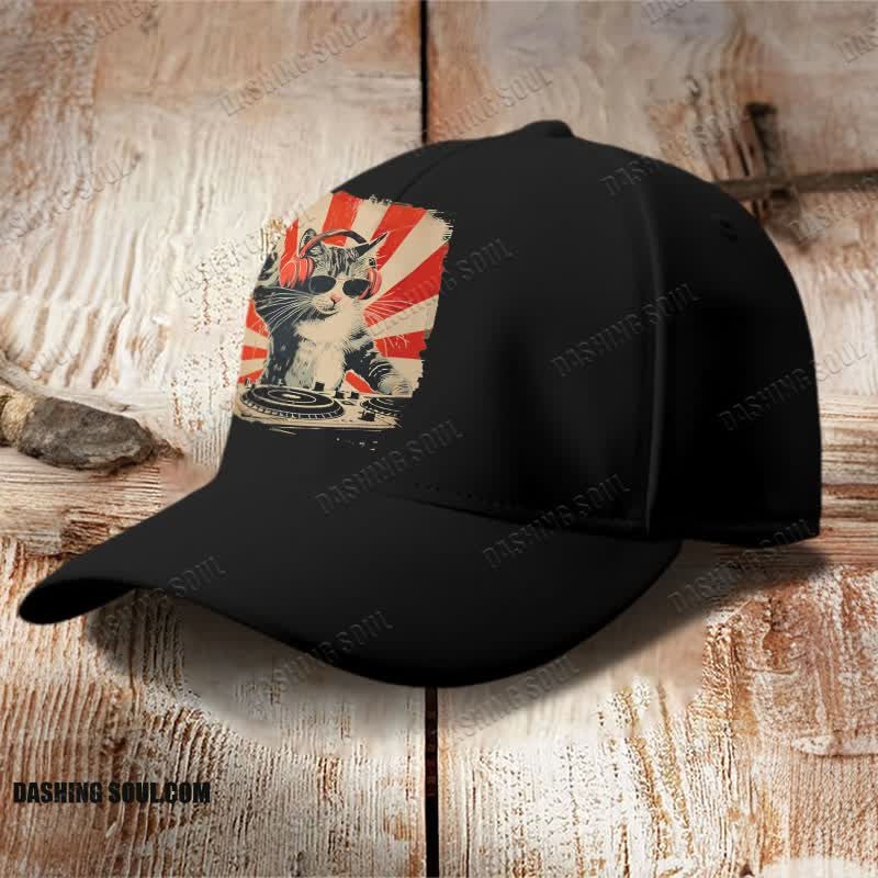 Dj Cat Print Casual Cap