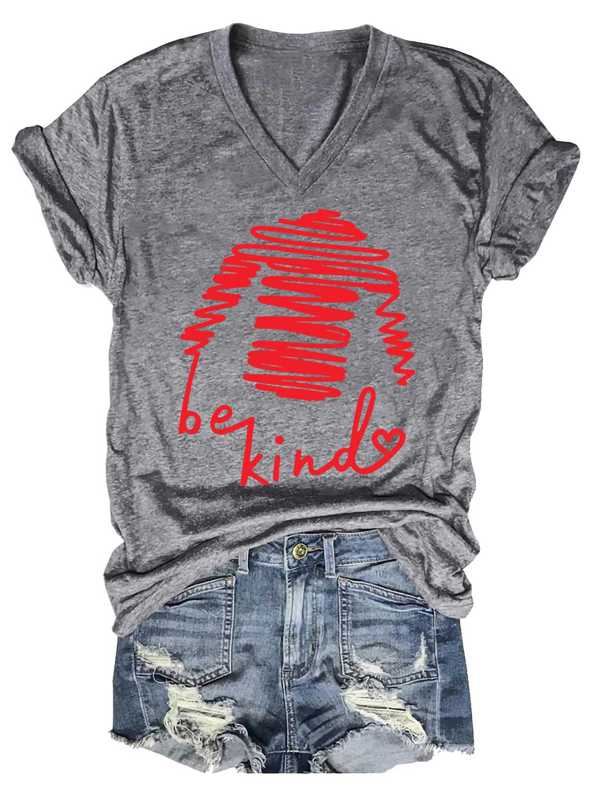 Be Kind V-neck Casual T-shirt