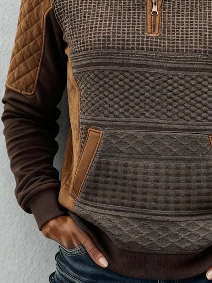 Women'S Casual Color-Blocked Print Pullover Top