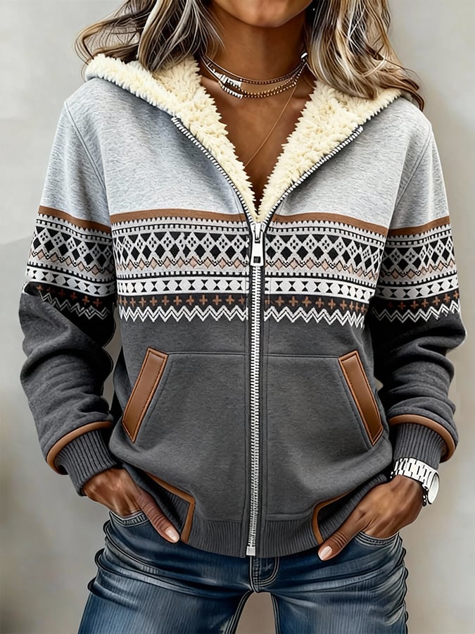 Women'S Casual Color-Blocked Patchwork Jacket