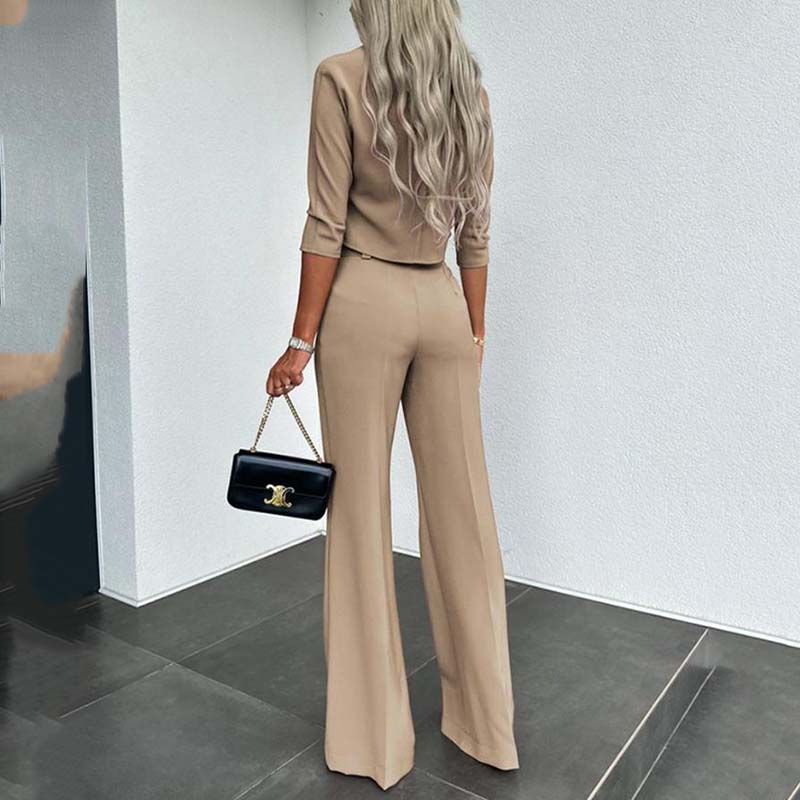 ⏳Time-Limited Special⏰Women's Elegant Crop Top & Wide-Leg Pants Set👖
