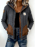 Women'S Casual Color-Blocked Patchwork Jacket