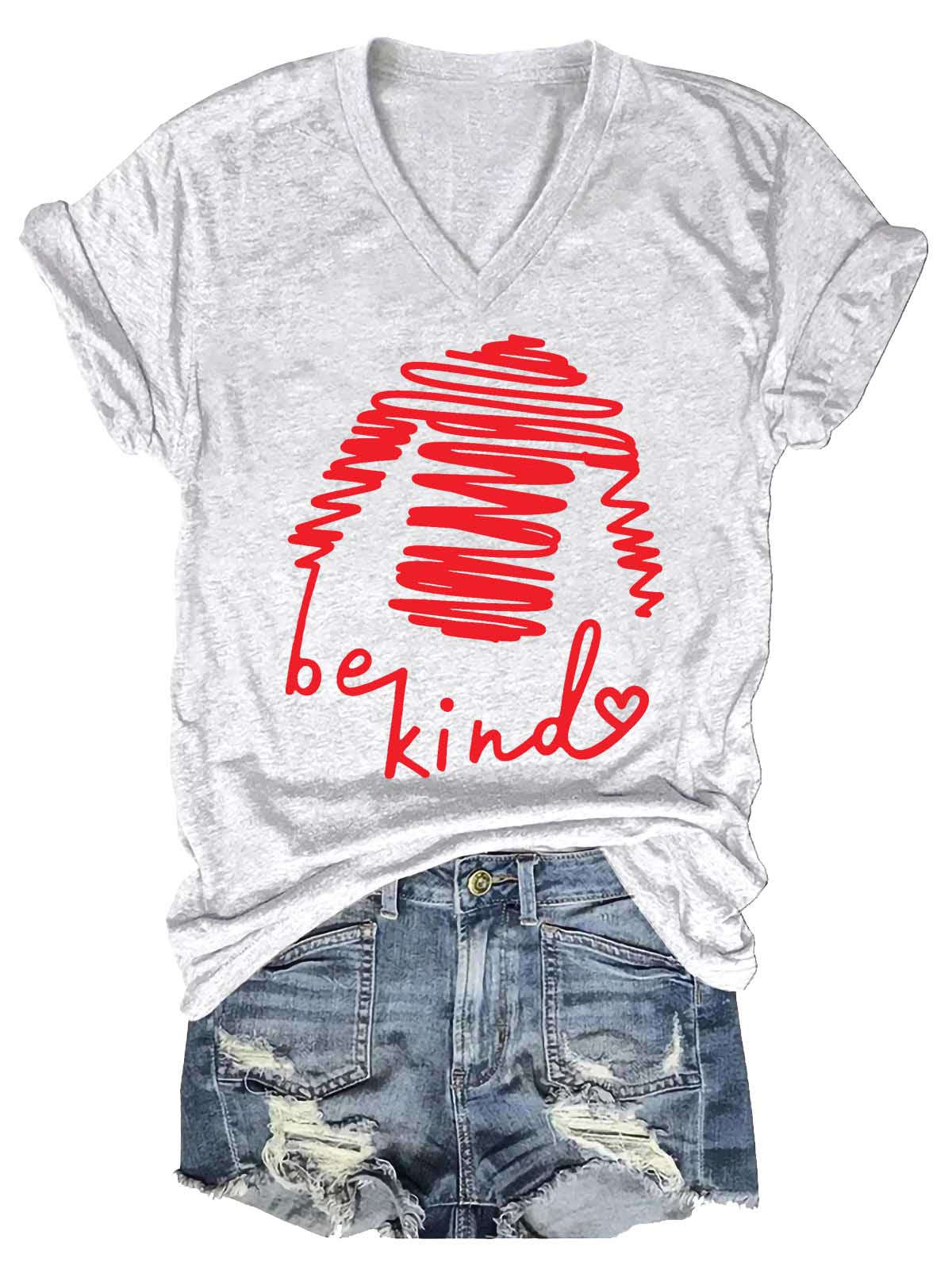 Be Kind V-neck Casual T-shirt