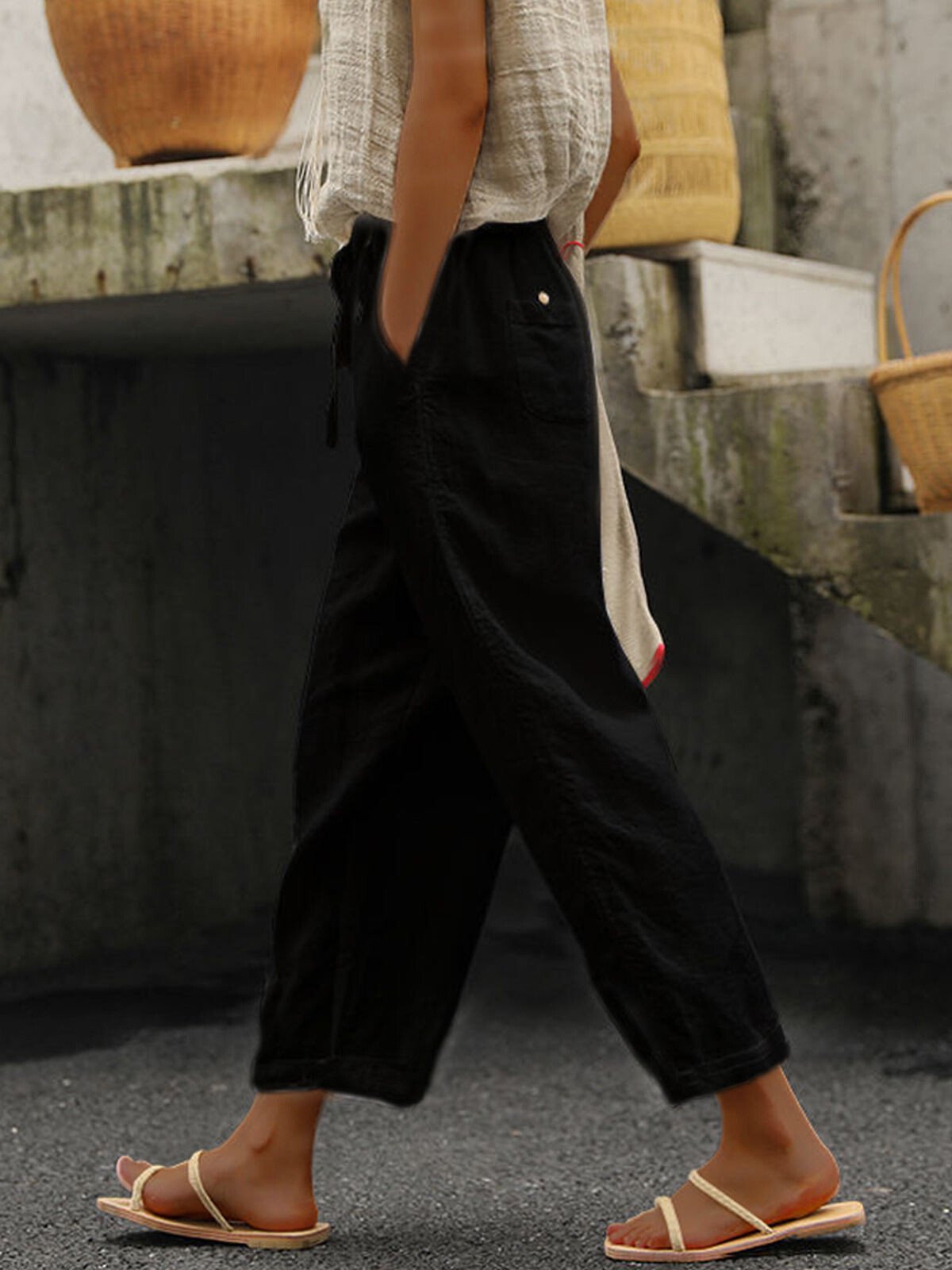 Summer Cotton Linen Loose Casual Pants