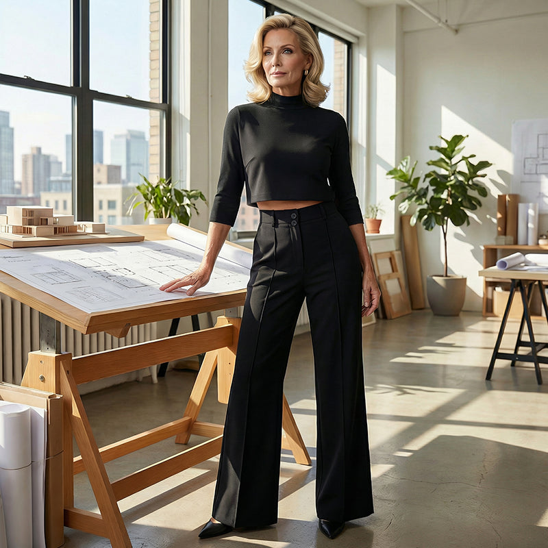 ⏳Time-Limited Special⏰Women's Elegant Crop Top & Wide-Leg Pants Set👖