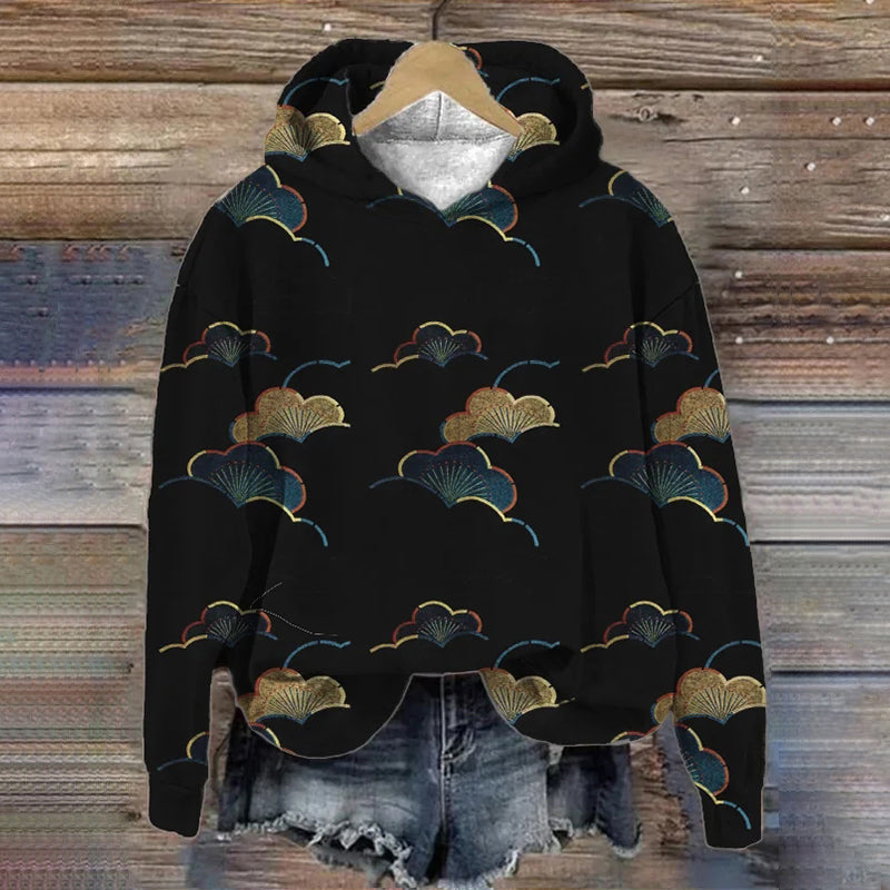 Women's Auspicious Clouds Embroidery Art Pattern Printed Hoodie