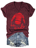 Be Kind V-neck Casual T-shirt
