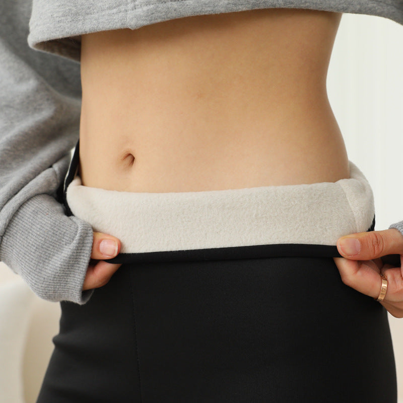 Small feet lamb velvet leggings women's plus velvet thickened hip warm kitten pencil pants