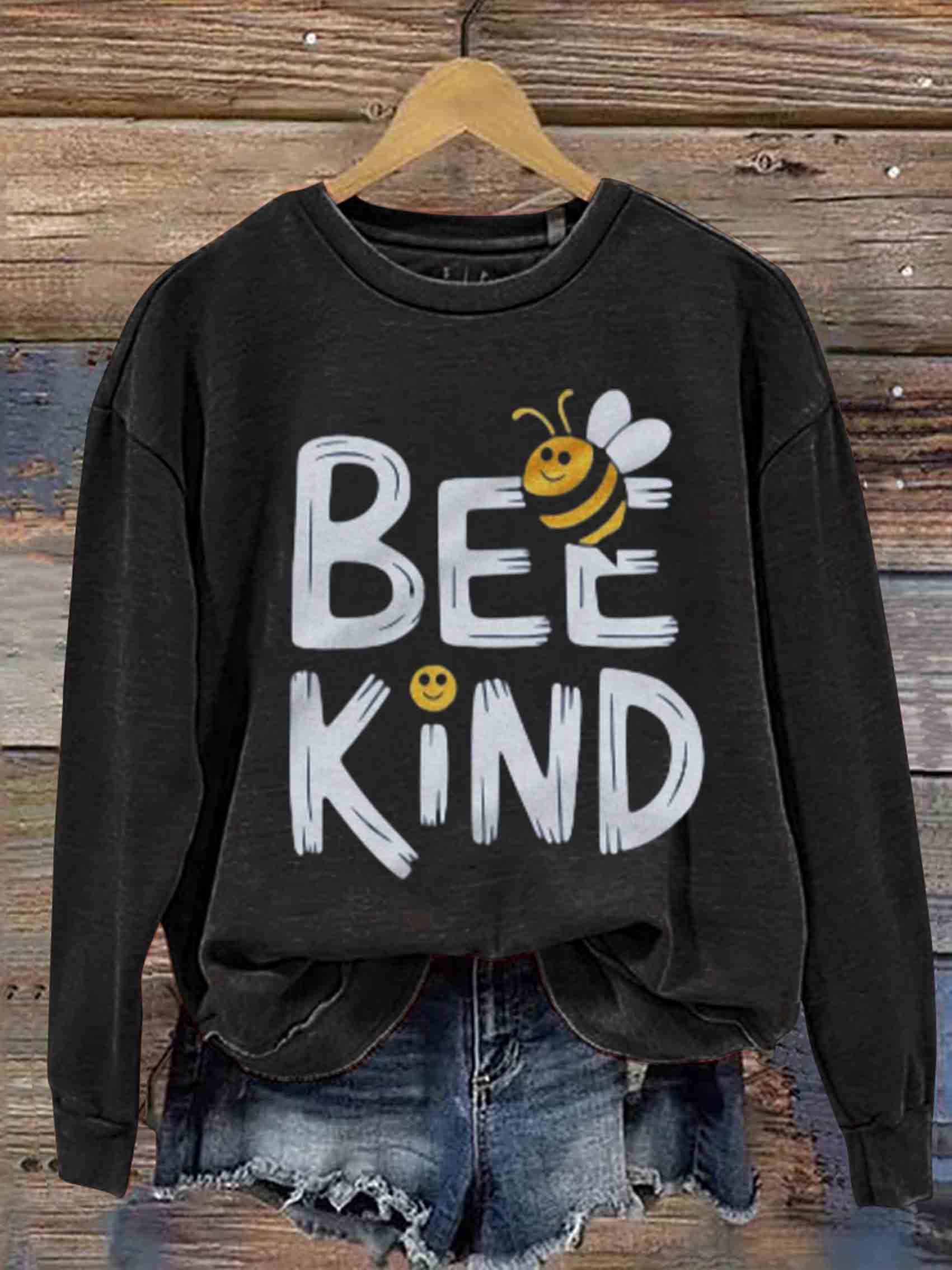 Bee Kind Art Print Casual Sweatshirt