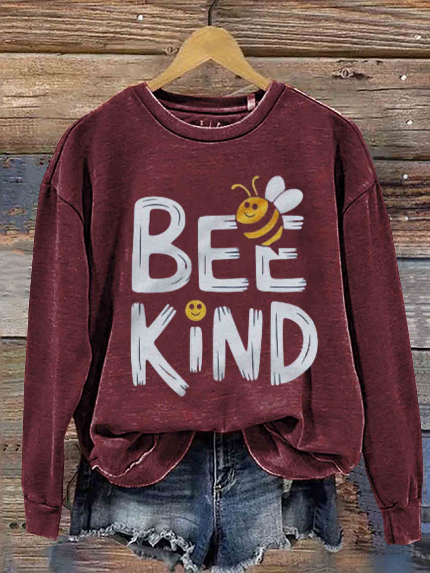 Bee Kind Art Print Casual Sweatshirt