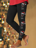 Colorful Shiny Christmas Wine Glasses Print Women's Leggings