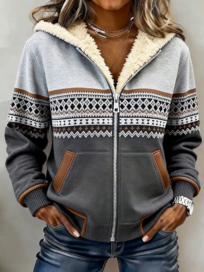 Women'S Casual Color-Blocked Patchwork Jacket