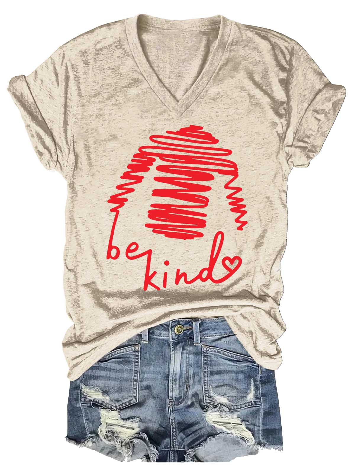 Be Kind V-neck Casual T-shirt