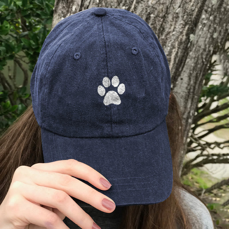 Dashingsoul Cute Cat Paw Print Washed Baseball Cap