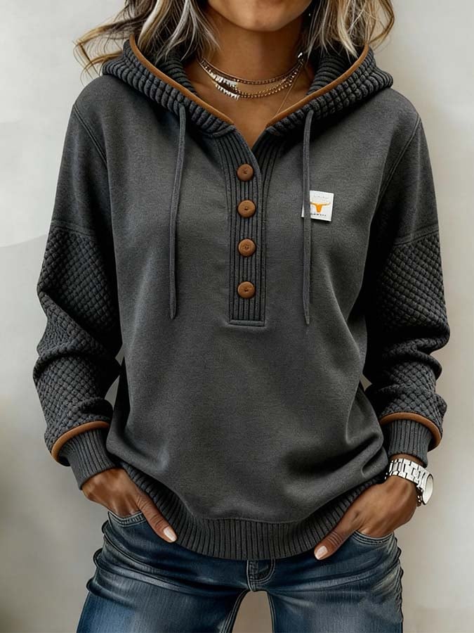 Women'S Casual Color-Blocked Pullover Sweatshirt