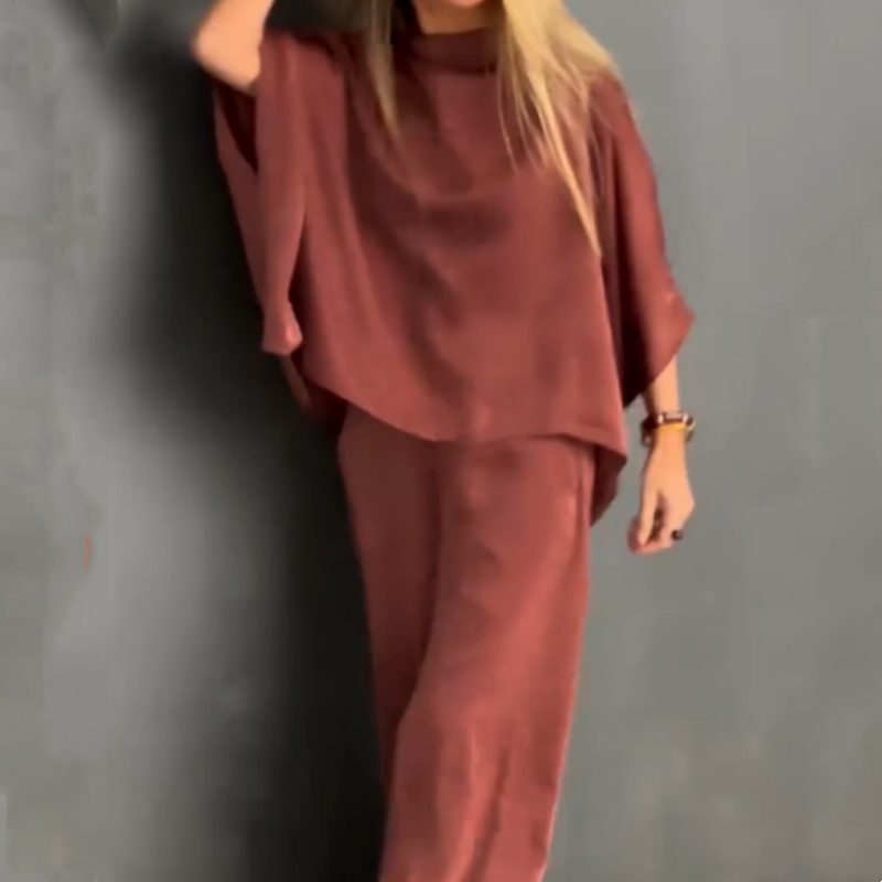 🌸Spring Specials🌸Women's Loose Solid Color Bat-Sleeved 2-Piece Set