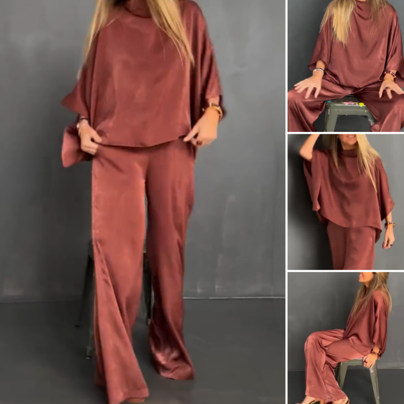 🌸Spring Specials🌸Women's Loose Solid Color Bat-Sleeved 2-Piece Set
