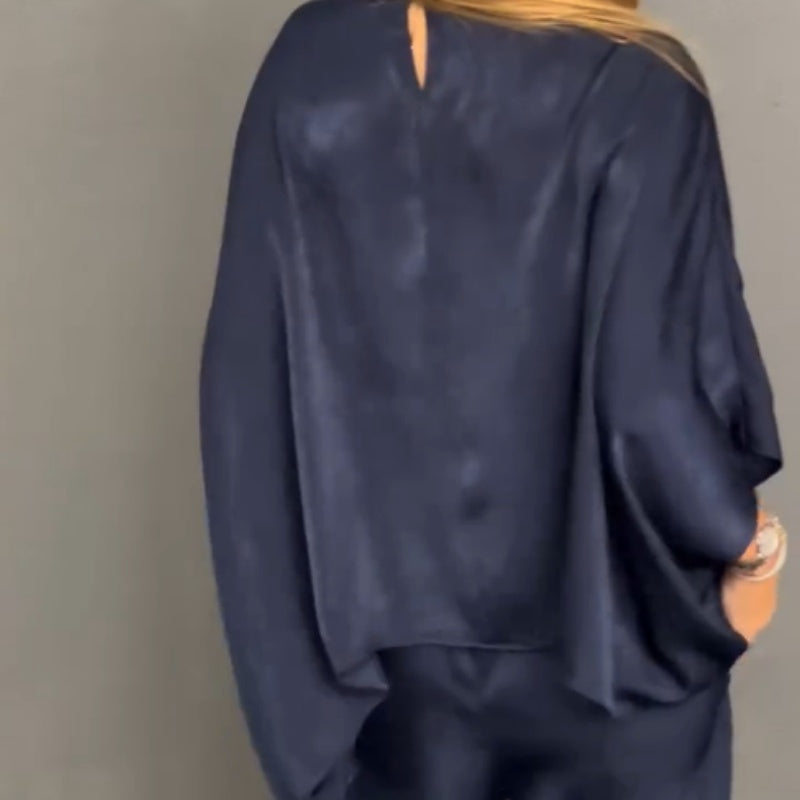 🌸Spring Specials🌸Women's Loose Solid Color Bat-Sleeved 2-Piece Set