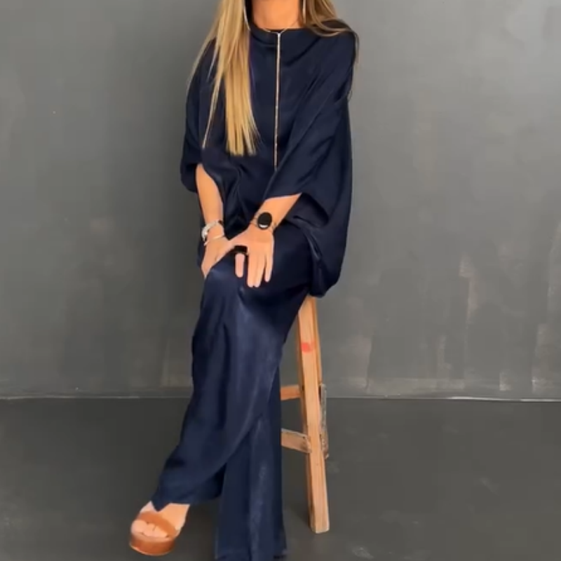 🌸Spring Specials🌸Women's Loose Solid Color Bat-Sleeved 2-Piece Set