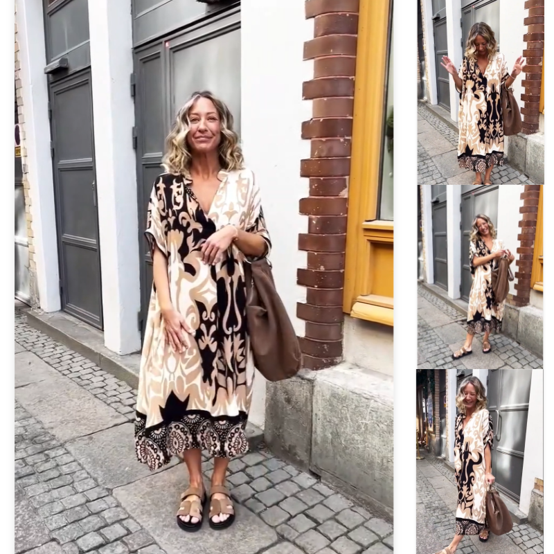 🔥Last Day Promotion 50% OFF🔥Women's Loose V-Neck Printed Dress