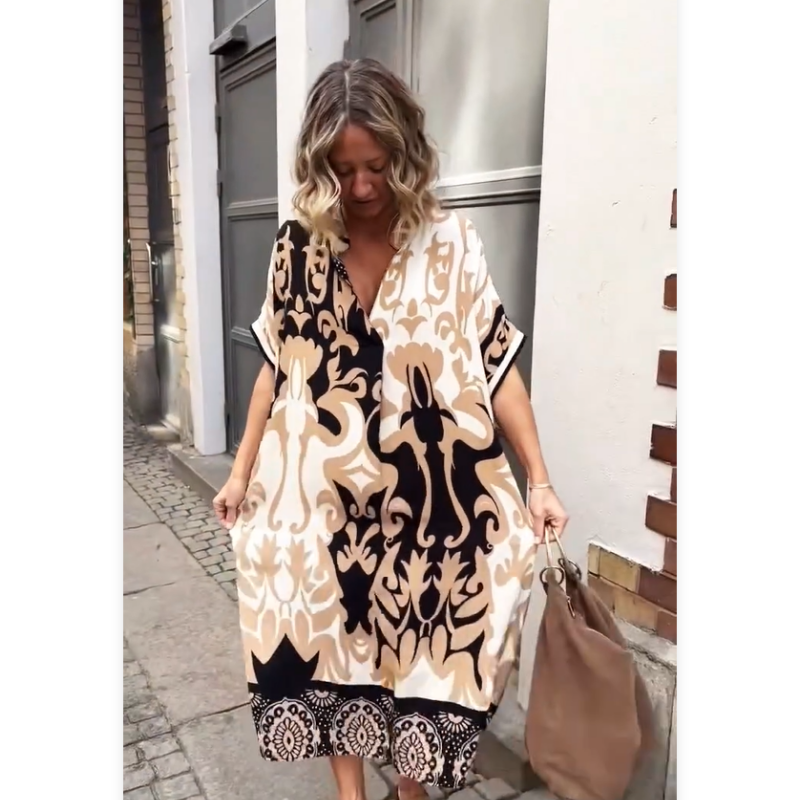 🔥Last Day Promotion 50% OFF🔥Women's Loose V-Neck Printed Dress