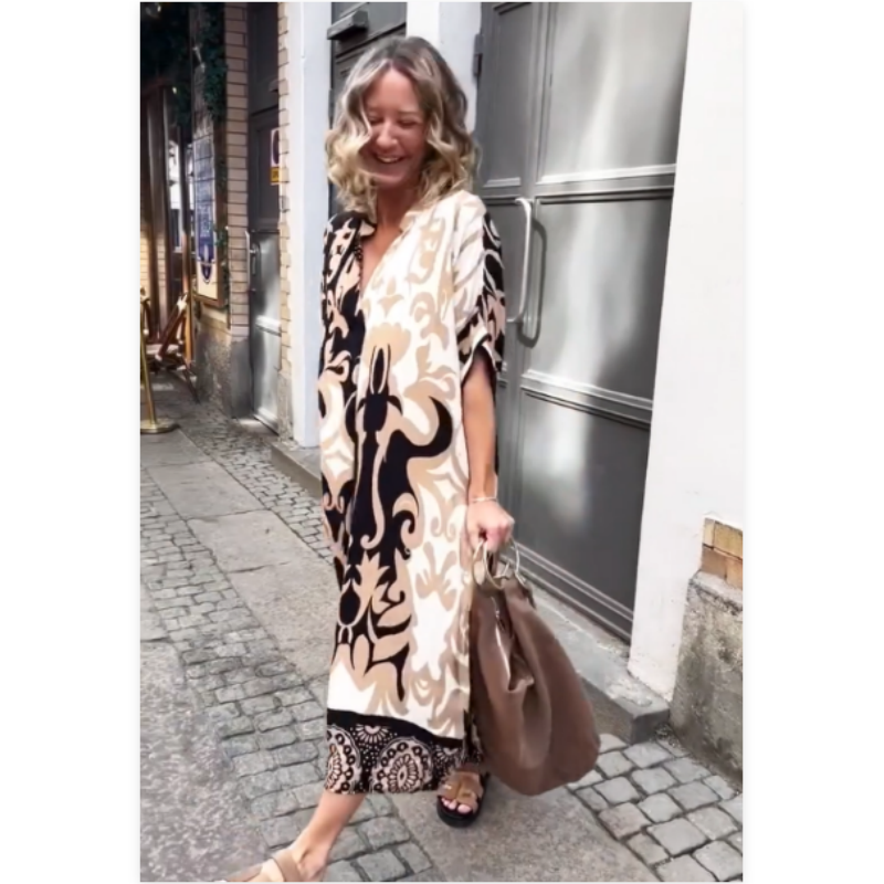 🔥Last Day Promotion 50% OFF🔥Women's Loose V-Neck Printed Dress