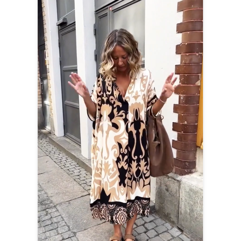 🔥Last Day Promotion 50% OFF🔥Women's Loose V-Neck Printed Dress