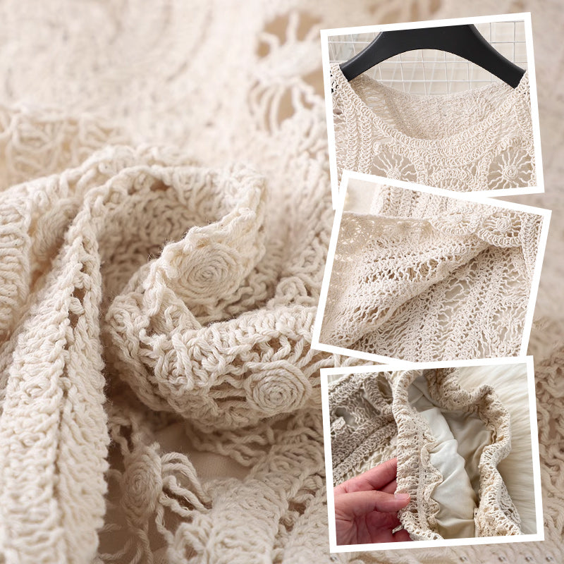 💕Limited Time 50% Off💕Women's Lace Hollow Out 2-Piece Set Sleeveless Top & Irregular Skirt