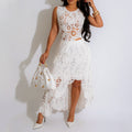 💕Limited Time 50% Off💕Women's Lace Hollow Out 2-Piece Set Sleeveless Top & Irregular Skirt