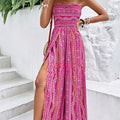 🌞Women's Printed High-Slit Strapless Jumpsuit💞