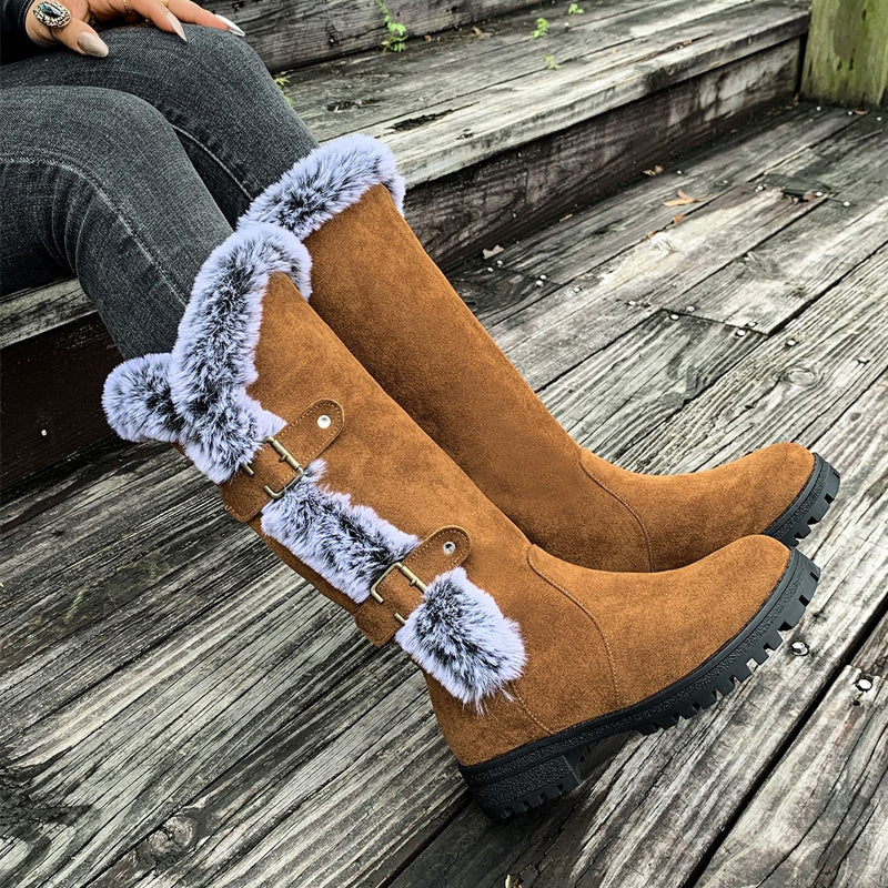 Ladies Thick Plush Mid-Calf Snowboots